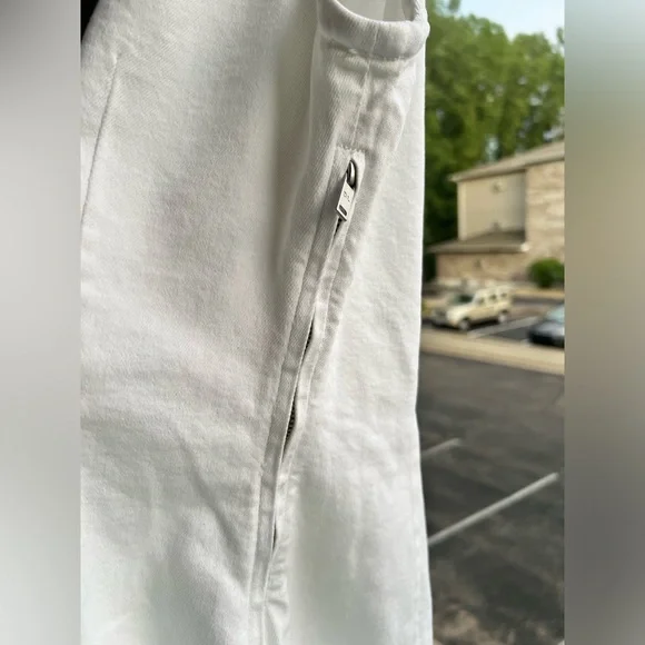 🆕 DL1961 White Denim Sleeveless Stretch Cotton Midi Dress Size L Elegant Summer - Picture 8 of 17